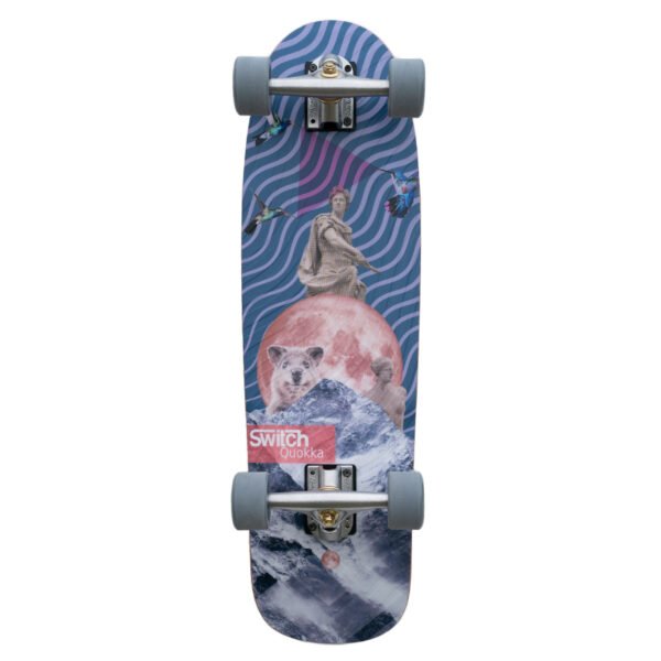 Switch Collage complete shortboard skateboard with a 150mm paris polished trucks