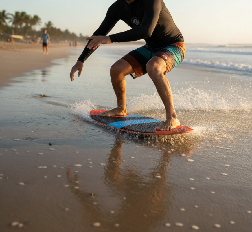 rider skimboarding on switch skimboard